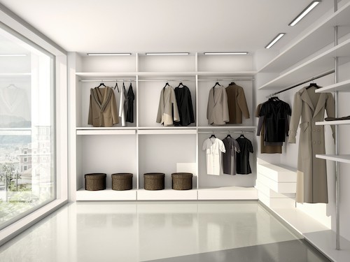 Bright, Comfortable, Modern Walk-in Closet